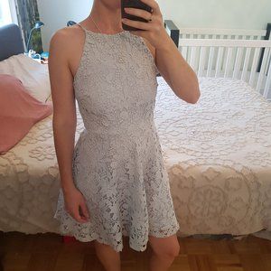 Aqua baby blue floral lace dress